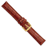 DeBeer 17mm Havana Crocodile Grain Chronograph Leather with Gold-tone Buckle 7.5 inch Watch Band