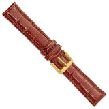 DeBeer 18mm Havana Crocodile Grain Chronograph Leather with Gold-tone Buckle 7.5 inch Watch Band