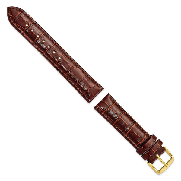 19mm Mahogany Brown Crocodile Chrono Gold-tone Buckle Watch Band