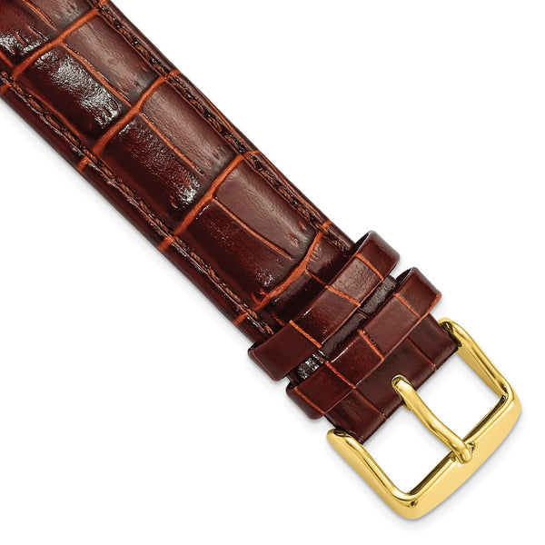 19mm Mahogany Brown Crocodile Chrono Gold-tone Buckle Watch Band