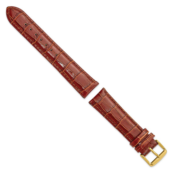 20mm Mahogany Brown Crocodile Chrono Gold-tone Buckle Watch Band