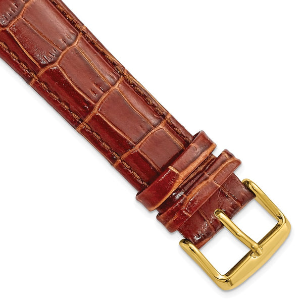 20mm Mahogany Brown Crocodile Chrono Gold-tone Buckle Watch Band