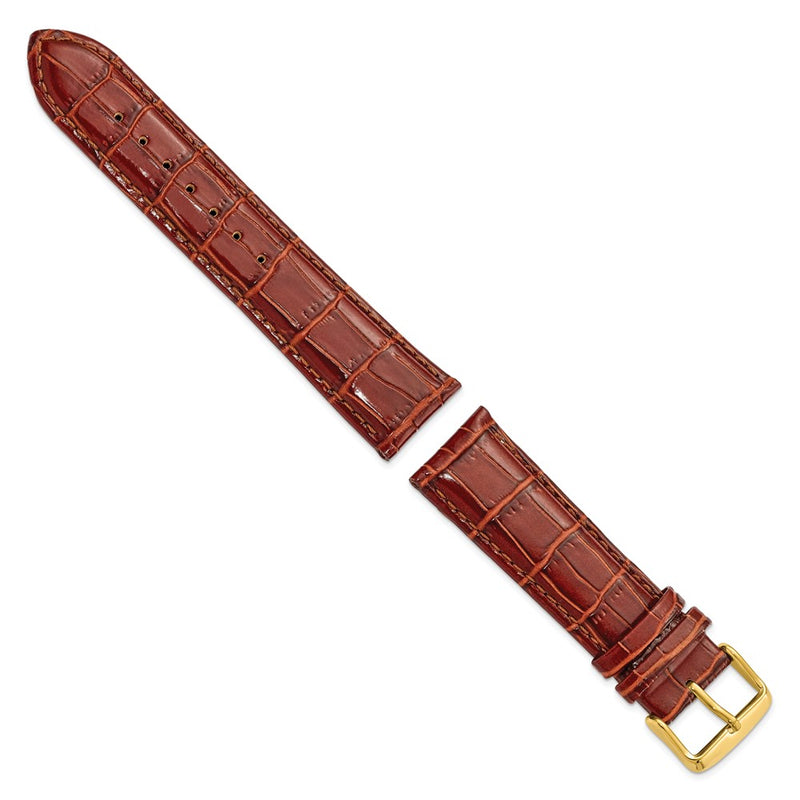 22mm Mahogany Brown Crocodile Chrono Gold-tone Buckle Watch Band