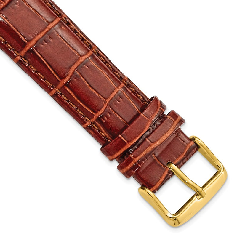 22mm Mahogany Brown Crocodile Chrono Gold-tone Buckle Watch Band