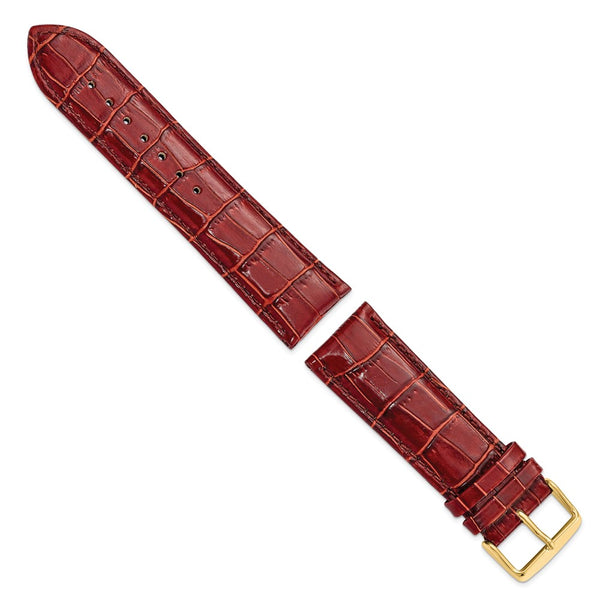 24mm Mahogany Brown Crocodile Chrono Gold-tone Buckle Watch Band