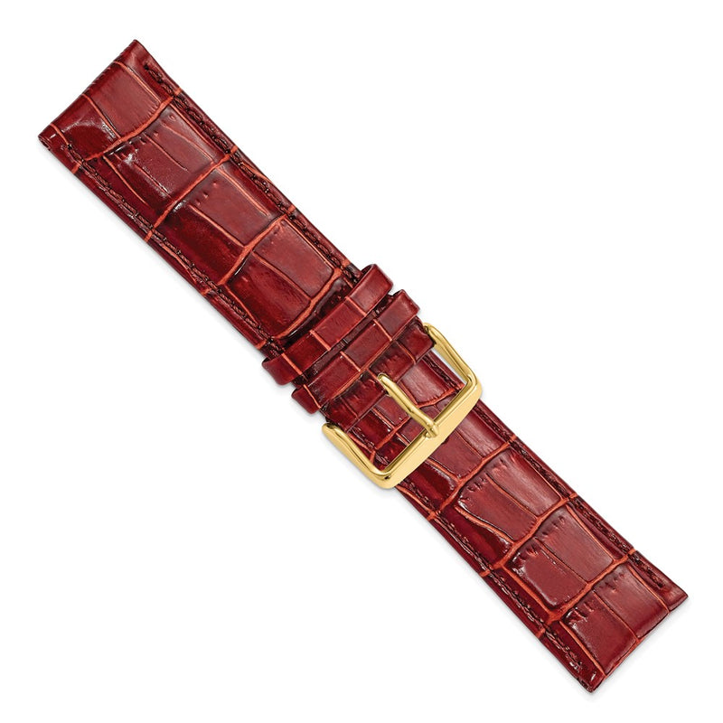 DeBeer 24mm Havana Crocodile Grain Chronograph Leather with Gold-tone Buckle 7.5 inch Watch Band