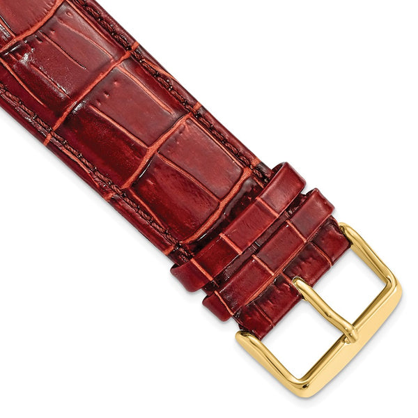 24mm Mahogany Brown Crocodile Chrono Gold-tone Buckle Watch Band