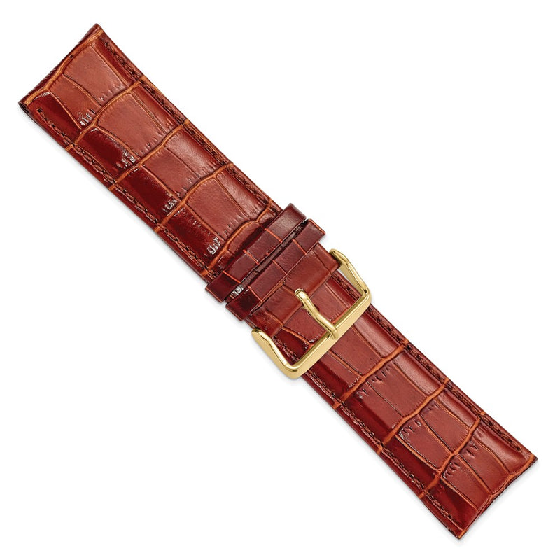 26mm Mahogany Brown Crocodile Chrono Gold-tone Buckle Watch Band