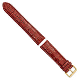 22mm Long Havana Brown Crocodile Chrono Gold-tone Buckle Watch Band