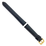 DeBeer 18mm Navy Sport Leather with White Stitching and Gold-tone Buckle 7.5 inch Watch Band