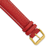 20mm Red Sport Leather White Stitch Gold-tone Buckle Watch Band