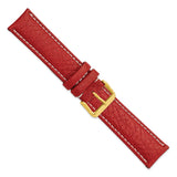 22mm Red Sport Leather White Stitch Gold-tone Buckle Watch Band