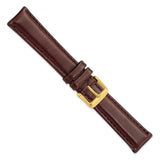 19mm Dark Brown Smooth Leather Chrono Gold-tone Buckle Watch Band