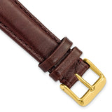 19mm Dark Brown Smooth Leather Chrono Gold-tone Buckle Watch Band