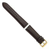 22mm Dark Brown Smooth Leather Chrono Gold-tone Buckle Watch Band