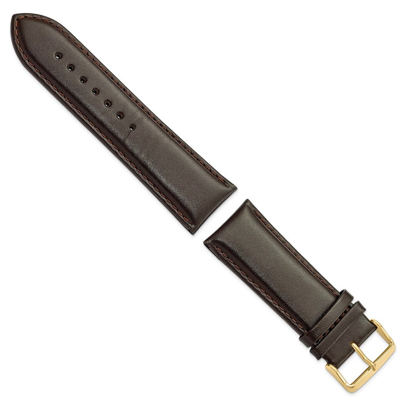 DeBeer 26mm Dark Brown Smooth Leather Chronograph with Gold-tone Buckle 7.5 inch Watch Band