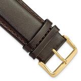 26mm Dark Brown Smooth Leather Chrono Gold-tone Buckle Watch Band