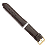 24mm Short Dark Brown Smooth Leather Chrono Gold-tone Buckle Watch Band