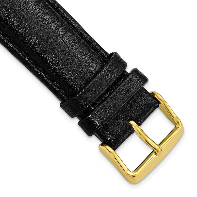 DeBeer 22mm Black Smooth Leather Chronograph with Gold-tone Buckle 7.5 inch Watch Band