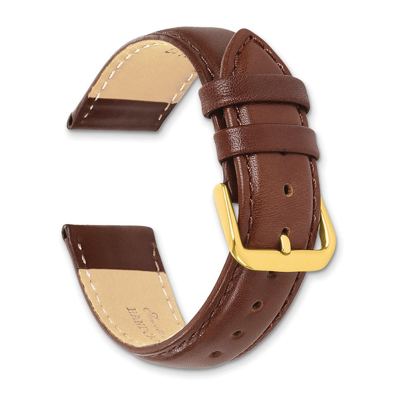 DeBeer 24mm Havana Smooth Leather Chronograph with Gold-tone Buckle 7.5 inch Watch Band
