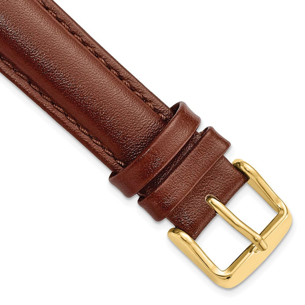 18mm Brown Leather Chrono Gold-tone Buckle Watch Band