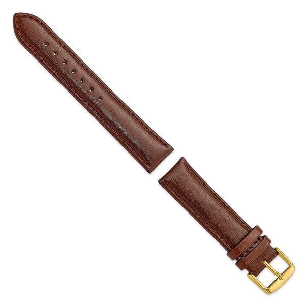 19mm Brown Leather Chrono Gold-tone Buckle Watch Band