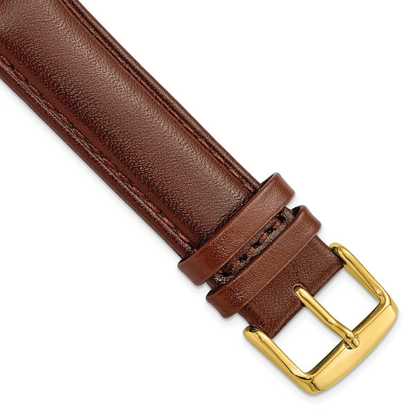 19mm Brown Leather Chrono Gold-tone Buckle Watch Band