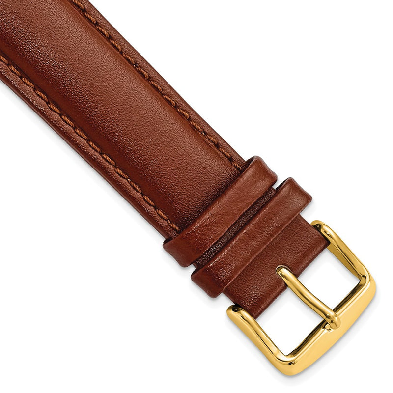 20mm Brown Leather Chrono Gold-tone Buckle Watch Band