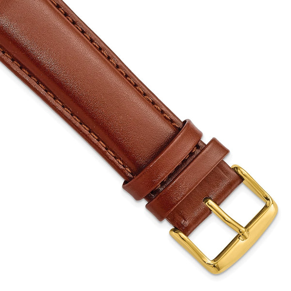 22mm Brown Leather Chrono Gold-tone Buckle Watch Band