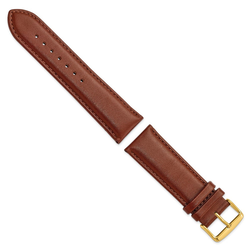 24mm Brown Leather Chrono Gold-tone Buckle Watch Band