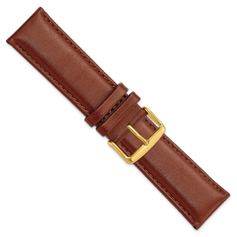 24mm Brown Leather Chrono Gold-tone Buckle Watch Band