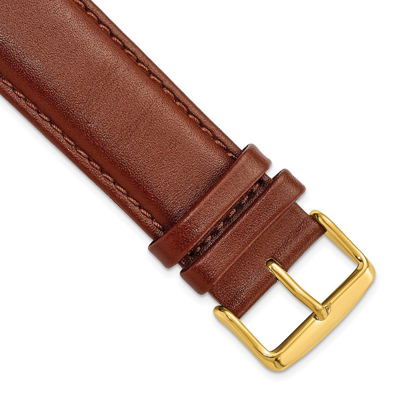 24mm Brown Leather Chrono Gold-tone Buckle Watch Band