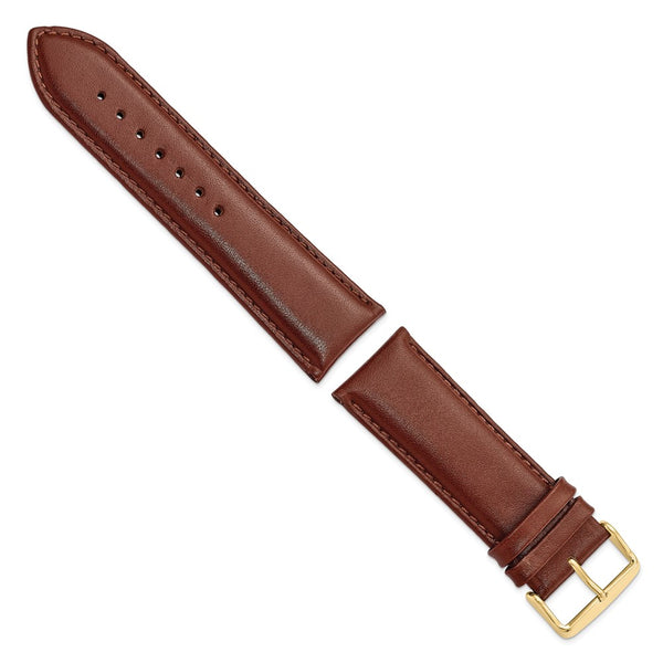 26mm Brown Leather Chrono Gold-tone Buckle Watch Band