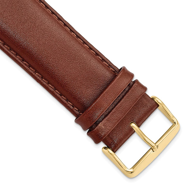 DeBeer 26mm Havana Smooth Leather Chronograph with Gold-tone Buckle 7.5 inch Watch Band