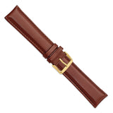 22mm Long Brown Leather Chrono Gold-tone Buckle Watch Band