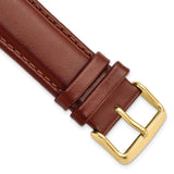 22mm Long Brown Leather Chrono Gold-tone Buckle Watch Band