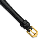 Gilden 10mm Black Oilskin Leather with Gold-tone Aluminum Buckle 6.6 inch Watch Band