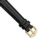 Gilden 14mm Black Oilskin Leather w/Gold-tone Buckle Watch Band