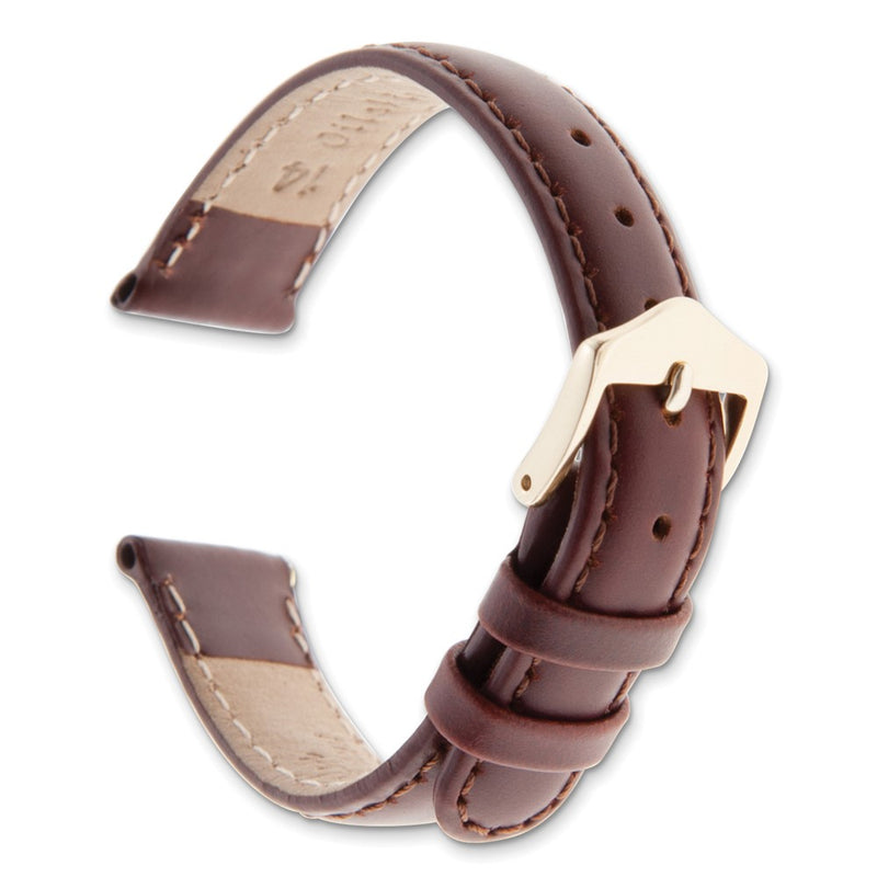 Gilden 10mm Brown Oilskin Leather w/Gold-tone Buckle Watch Band