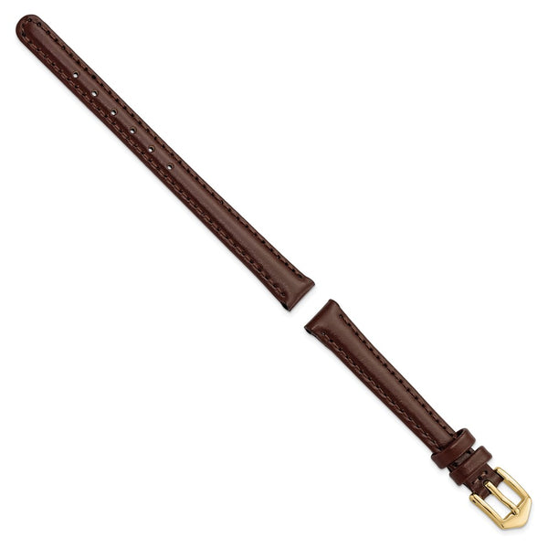 Gilden 10mm Brown Oilskin Leather w/Gold-tone Buckle Watch Band