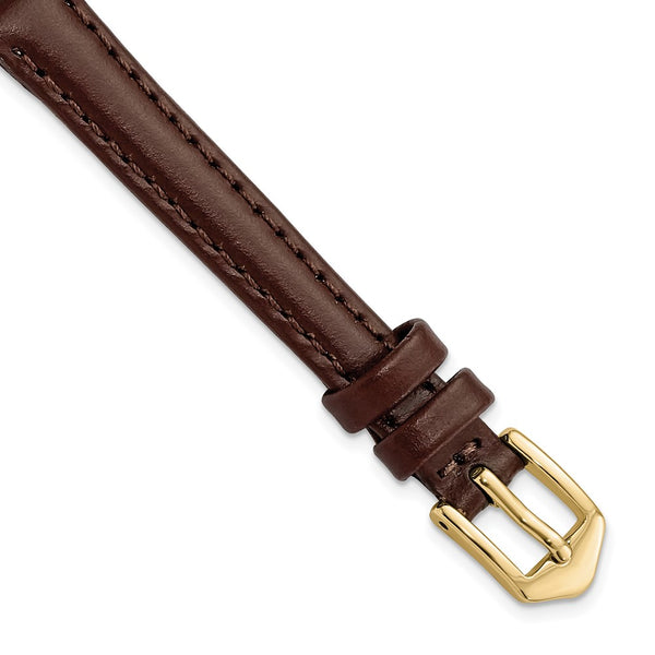 Gilden 10mm Brown Oilskin Leather w/Gold-tone Buckle Watch Band