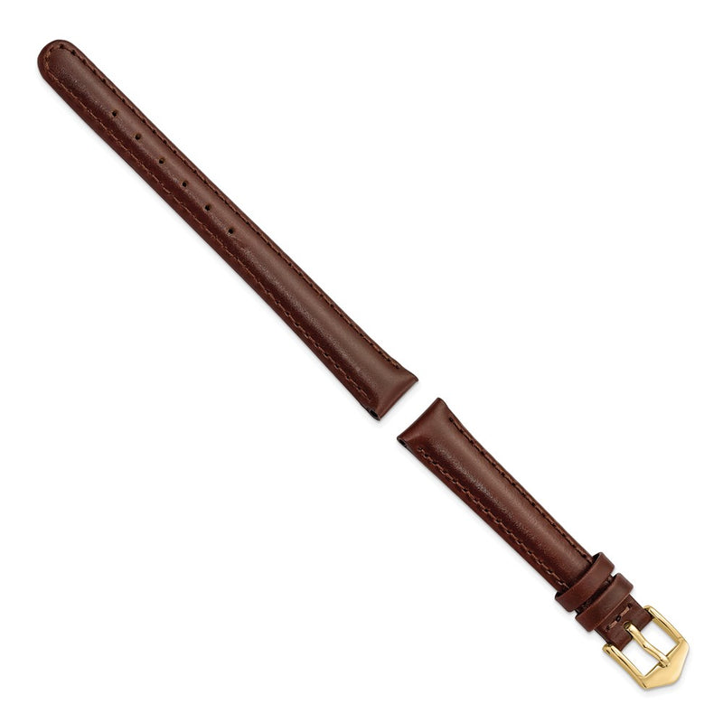 Gilden 12mm Brown Oilskin Leather w/Gold-tone Buckle Watch Band