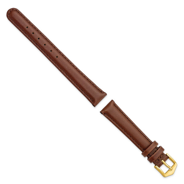 Gilden 14mm Brown Oilskin Leather with Gold-tone Aluminum Buckle 6.6 inch Watch Band