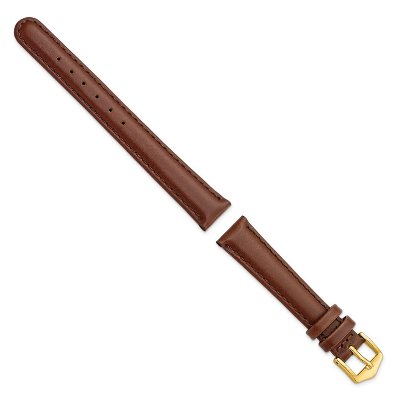 Gilden 14mm Brown Oilskin Leather with Gold-tone Aluminum Buckle 6.6 inch Watch Band