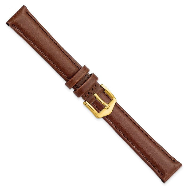 Gilden 14mm Brown Oilskin Leather with Gold-tone Aluminum Buckle 6.6 inch Watch Band