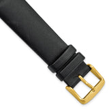 Gilden 20mm Black Padded No-Stitch Calfskin Gold IP-platd Buckle Watch Band