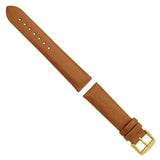 Gilden 20mm Lt. Brown Padded No-Stitch Calfskin IP-platd Buckle Watch Band