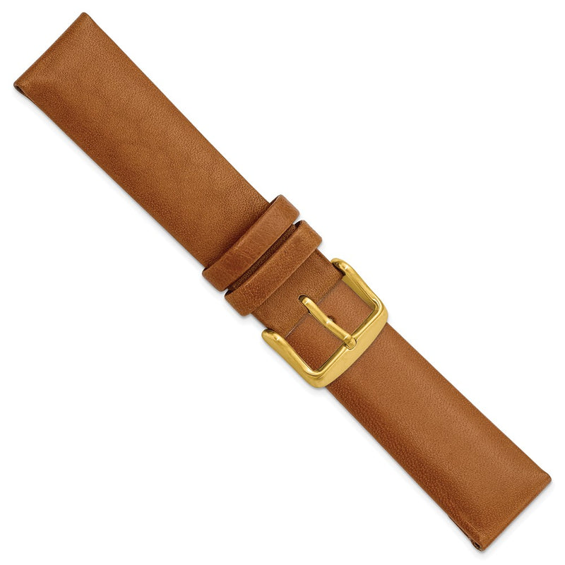 Gilden 20mm Lt. Brown Padded No-Stitch Calfskin IP-platd Buckle Watch Band