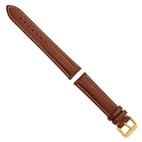 DeBeer 20mm Havana Sport Leather with White Stitching and Gold-tone Buckle 7.5 inch Watch Band