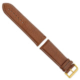 28mm Mahogany Brn Sport Leather White Stitch Gold-tone Buckle Watch Band